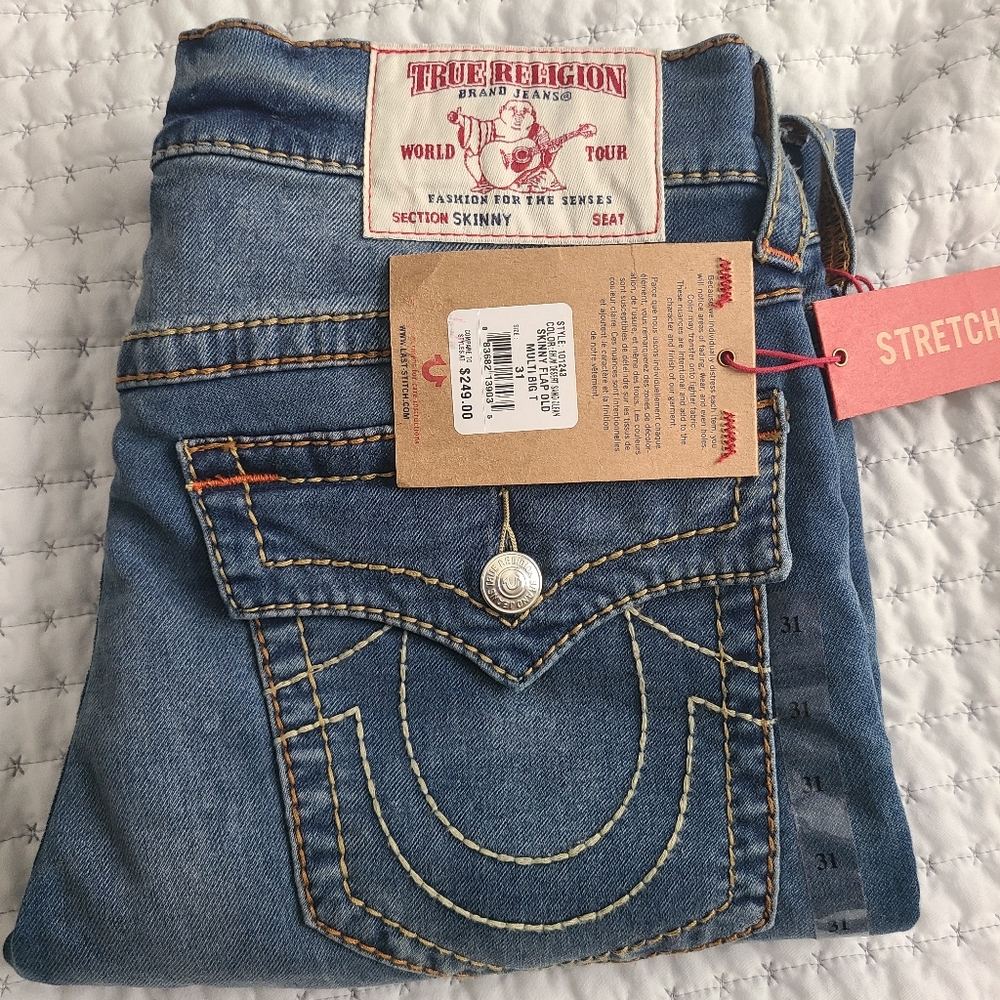 True Religion 31 x 30 Slim Light Blue Jeans
